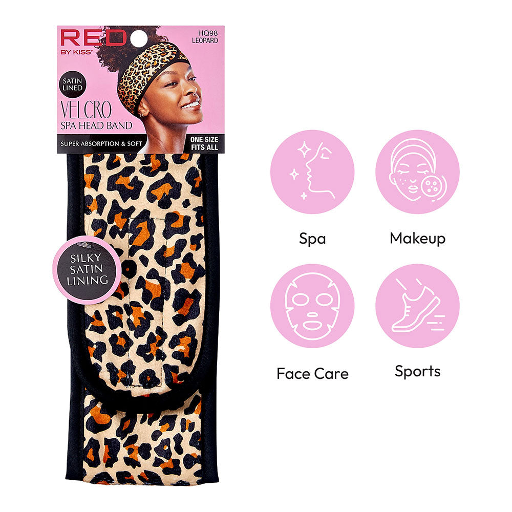 RED by KISS Headband, Velcro Spa Headband, Leopard (HQ98