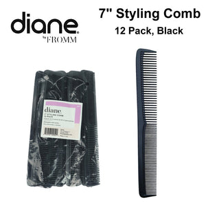 Diane 7" Styling Comb, 12-Pack, Black (D52)