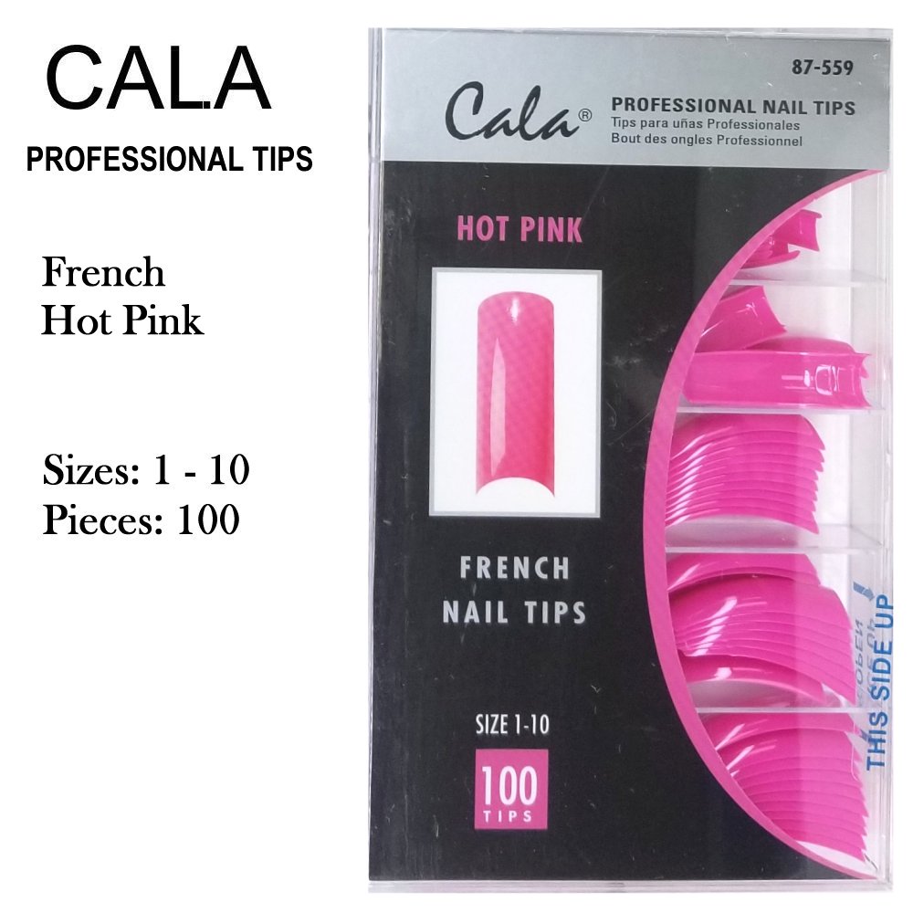 Cala Professional Nail Tips - French Hot Pink, 100 pieces (87-559)
