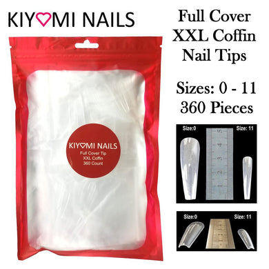 Kiyomi Nails XXL Full Cover Coffin Nail Tips, 360 Pieces
