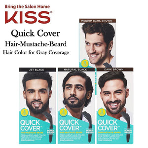 Kiss Quick Cover "Hair-Mustache-Beard" Permanent Hair Color for Gray Coverage