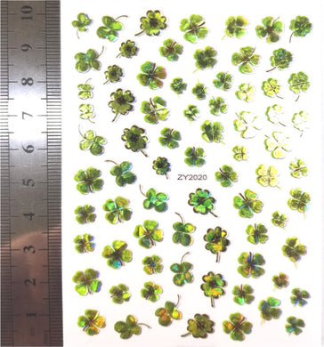 Nail Stickers - 4 Leaf Clovers, Holographic (ZY2020 goddess)