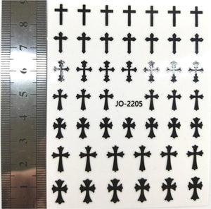 Nail Stickers - Black Crosses (JO-2205)