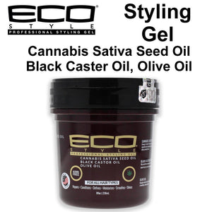 ECO Styling Gel Cannabis Sativa Seed Oil, Black Caster Oil, Olive Oil, 16 oz