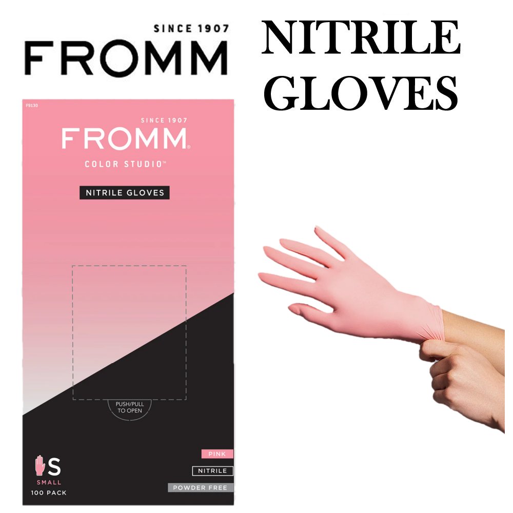 FROMM Gloves, Clear Vinyl Powdered Nitrile Gloves, Pink – EP