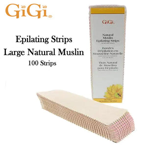 GiGi Epilating Strips, Large Natural Muslin, 3" x 9", 100 Strips (0610)