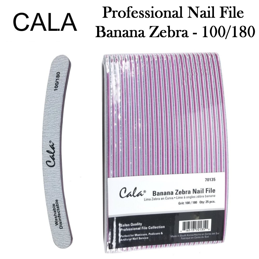 Cala Professional File - Banana Zebra Nail File Grit: 100/180 – EP