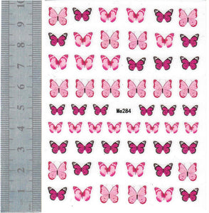 Nail Stickers - Butterflies, Pink (Me284 Pop Finger)