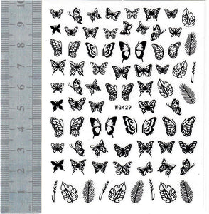 Nail Stickers - Butterflies, Black (WG429 Pop Finger)