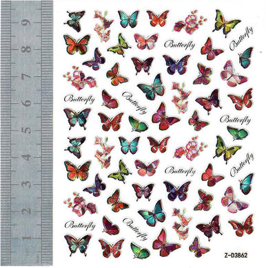 Nail Stickers - Butterflies, Holographic (Z-D3862 Nail Art Stickers)