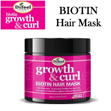 Difeel Growth & Curl Biotin Hair Mask, 12 oz