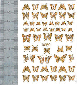 Nail Stickers - Butterflies, Gold (A059 Flower)