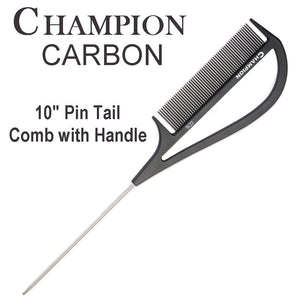 Champion Carbon 10" Pin Tail Comb with Handle (CC16)