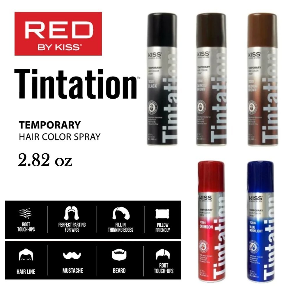 Kiss Tintation Temporary Hair Color Spray 2.82oz Black