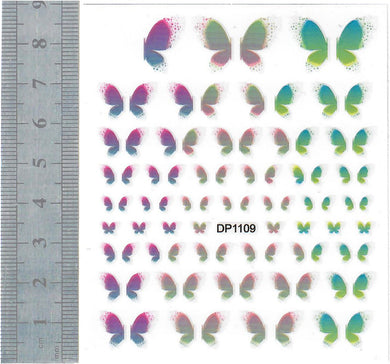 Nail Stickers - Butterflies, Holographic (DP1109 Tiebeauty)