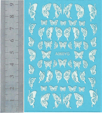 Nail Stickers - Butterflies, White (A060 Flower)