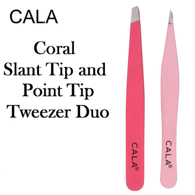 Cala Slant and Point Tip Tweezer Duo, Coral (50822)