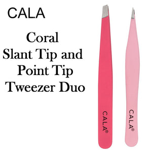 Cala Slant and Point Tip Tweezer Duo, Coral (50822)