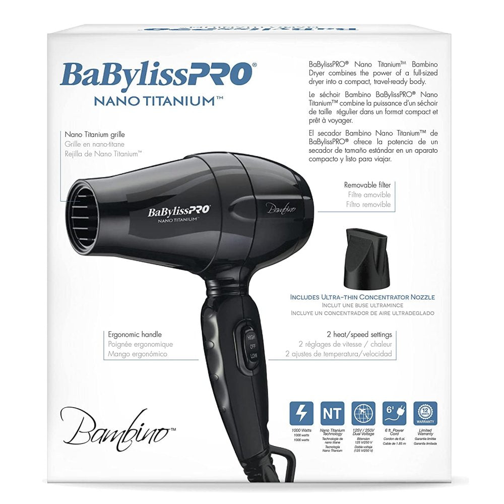 BaBylissPRO Nano Titanium Bambino Compact Dryer – EP Beauty Supply