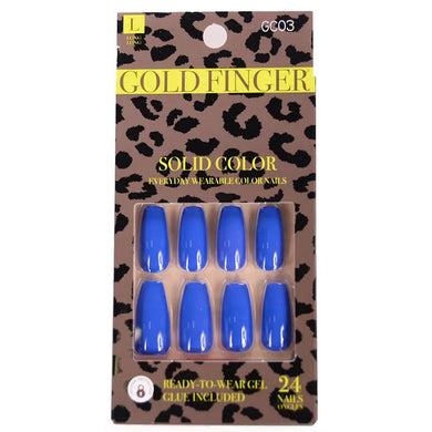 Gold Finger Solid Colors Full Nail - GC03 Medium Blue