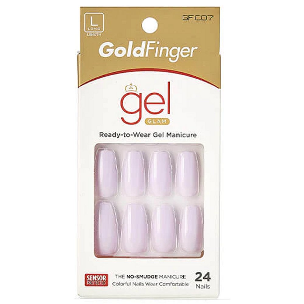 Gold Finger Gel Glam Full Nail - GFC07 Glossy Lilac Coffin