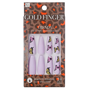 Gold Finger Trendy Full Nail - GD27 Butterflies