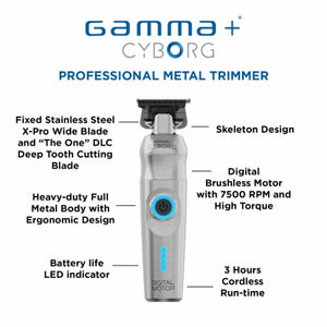 Gamma+ Cyborg Metal Cordless Trimmer