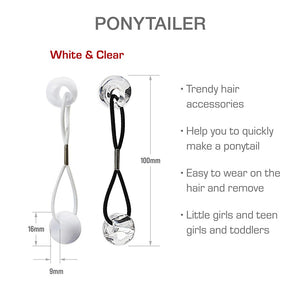 Red by Kiss Beaded Ponytail Holder for Kids, 10 White and Clear pieces (PN06)
