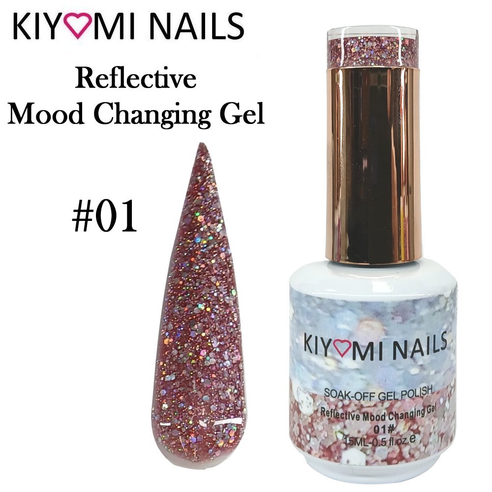 Kiyomi Nails Reflective Mood Changing Gel Polish, 0.5 oz (5 colors)