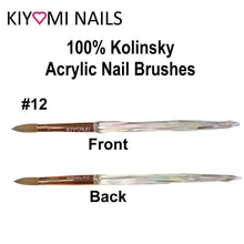 Kiyomi Nails 100% Kolinksy Acrylic Nail Brushes, Clear Handle