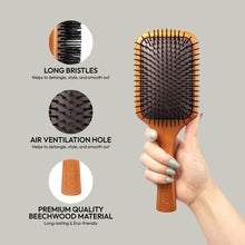 Red by Kiss Brush, Beechwood Square Paddle Brush (HH200)