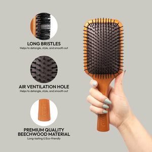 Red by Kiss Brush, Beechwood Square Paddle Brush (HH200)