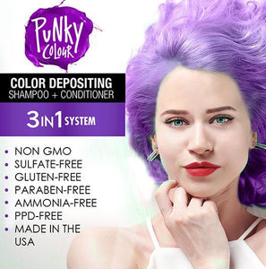 Punky Colour 3-in-1 Color Depositing Shampoo + Conditioner, Purpledacious (67622)