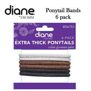 Diane Ponytail Bands, Extra Thick 6 pack (D6753)