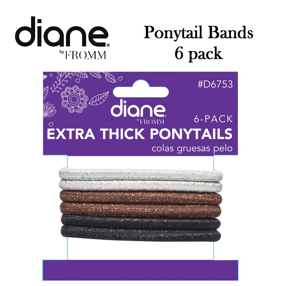 Diane Ponytail Bands, Extra Thick 6 pack (D6753)