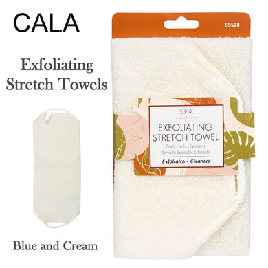Cala Exfoliating Stretch Towel, Blue and Cream (69520)