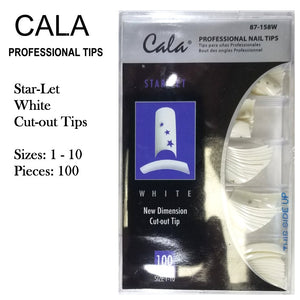 Cala Professional Nail Tips - Star-Let White Cut-out Tips, 100 pieces (87-158W)