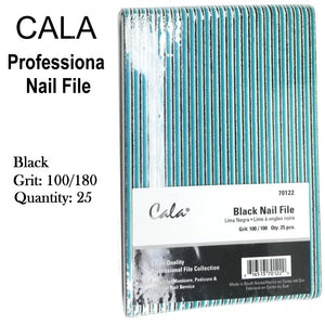 Cala Professional File - Black Nail File Grit: 100/100, 25 Files (70122)