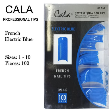 Cala Professional Nail Tips - French Electric Blue, 100 pieces (87-558)