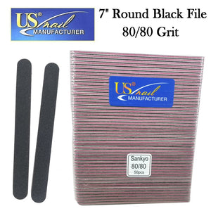 US Nail 7" Round Black File 80/80