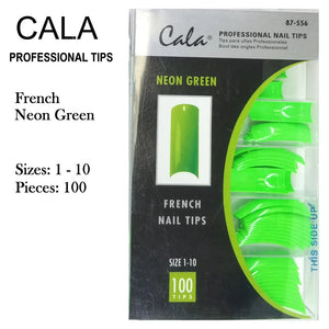 Cala Professional Nail Tips - French Neon Green, 100 pieces (87-556)