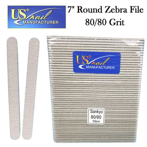 US Nail 7" Round Zebra File 80/80