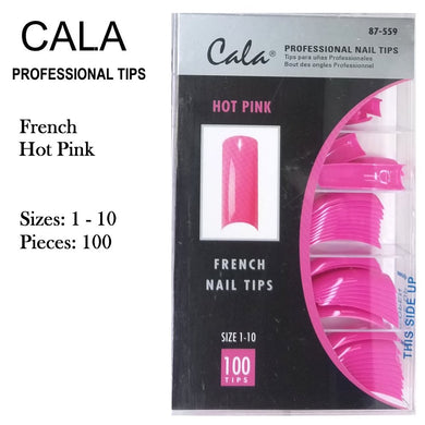 Cala Professional Nail Tips - French Hot Pink, 100 pieces (87-559)