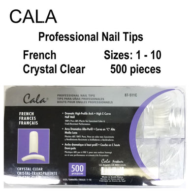 Cala Professional Nail Tips - French Crystal Clear, 500 pieces (87-511C)