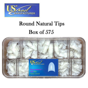 US Nail Round Natural Tips (575 Tips)