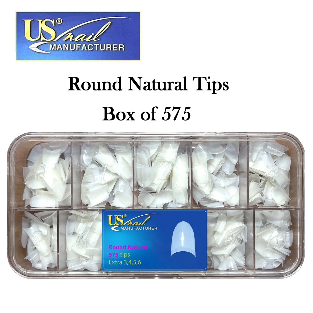 US Nail Round Natural Tips (575 Tips)