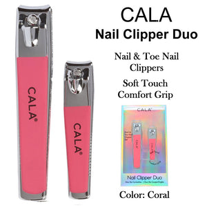 Cala Nail Clipper Duo, Soft Touch, Coral (50812)
