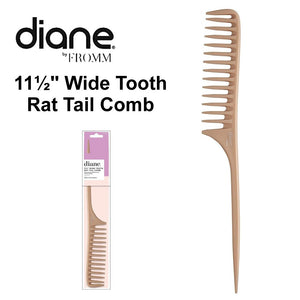 Diane 11½" Wide Tooth Rat Tail Comb, Bone (D39N)