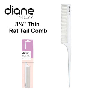 Diane 8¼" Thin Rat Tail Comb, White (D6113)