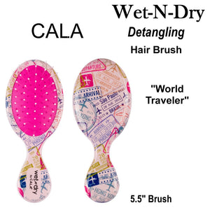 Cala Wet-N-Dry Detangling Hair Brush 5.5" - "World Traveler" (66785)